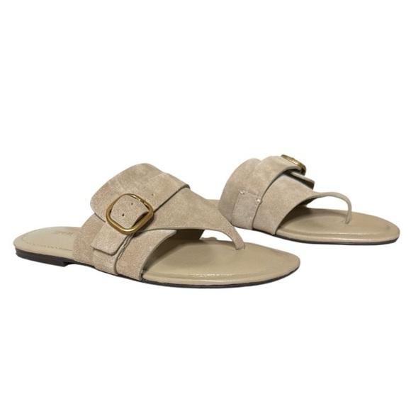 ZARA SPLIT BEIGE SUEDE SIDE 
BUCKLE SANDALS SZ 37(7US) - Picture 5 of 10